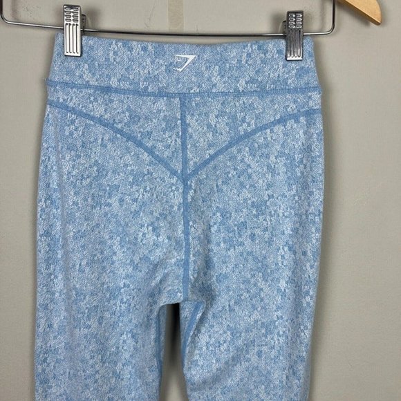Gymshark Dry Leggings XS Light Blue White Fleur Moisture Management Active Yoga - Picture 5 of 8